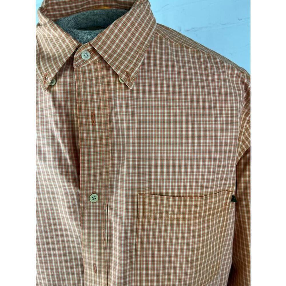 Timberland Mens XL Button Up Dress Shirt Orange Plaid Casual Long Sleeve EUC - Picture 3 of 4
